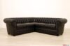 Sofá esquinero Chesterfield de cuero negro