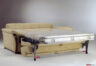 Sofá cama doble con reposabrazos de madera