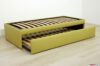 Cama individual con segunda cama de cuero verde