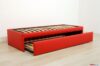 Cama individual con cama extraíble de piel sintética roja
