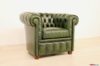 Sillón Chesterfield pequeño de cuero verde