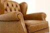 Sillón reposabrazos bergere cuero vintage marrón