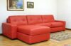 Sofá moderno con península de cuero rojo