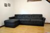 Sofá cama doble de cuero negro angular
