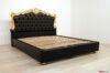 Cama doble barroca en negro y pan de oro