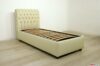 Cama individual Chesterfield de cuero beige