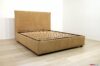 Cama doble sencilla de color beige con funda extraíble