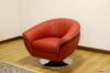 Sillón giratorio moderno de cuero rojo
