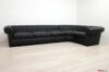 Sofá esquinero chesterfield redondo grande en cuero negro