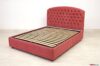 Cama doble Capitonné con caja de almacenaje en tejido de microfibra rosa