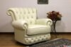 Sillón de lujo de cuero blanco