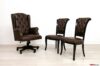 Sillón y sillas de oficina de cuero marrón