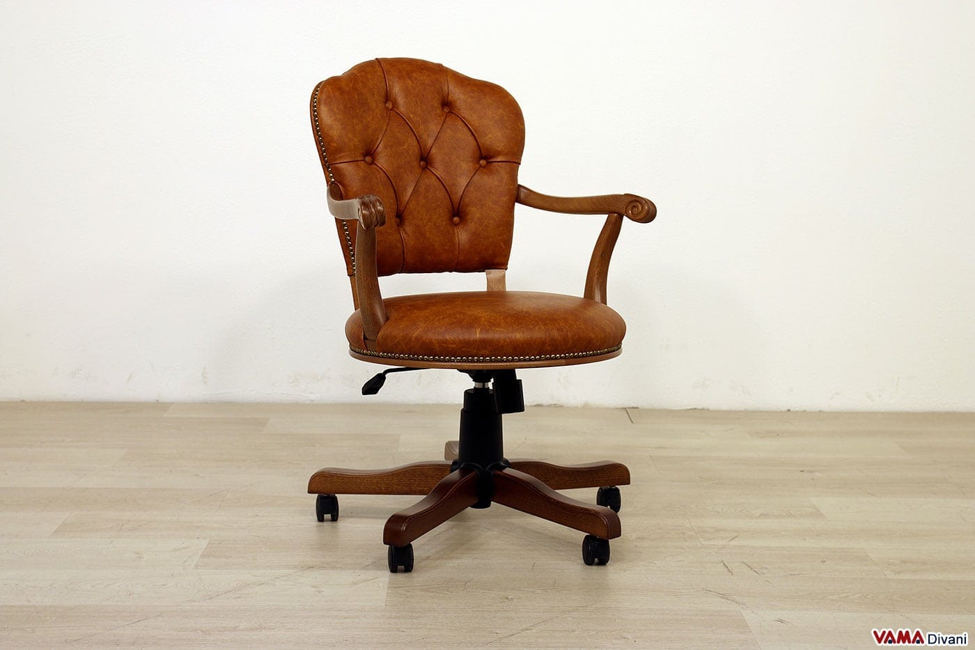 Silla de escritorio giratoria Rachele de madera
