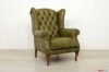 Sillón clásico bergere de cuero verde vintage