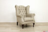 Sillón bergere clásico de cuero marfil