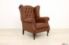 Sillón de cuero marrón y bergere capitonné