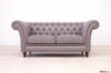 Sofá de 2 plazas estilo Chesterfield en suave piel gris tórtola