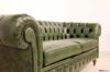 Apoyabrazos de sofá Chesterfield original en cuero verde