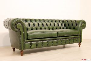 Sofá Chesterfield Roma de piel verde