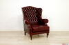 Sillón antiguo bergere capitonné de cuero rojo