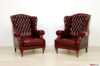Antiguos sillones de cuero rojo vintage bergere capitonné