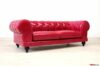 Sofá Chesterfield moderno de cuero vintage fucsia con patas altas negras