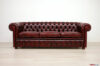 Sofá Chesterfield de 3 plazas en cuero rojo antiguo