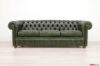 Vintage Inglés verde Chesterfield sofá de 3 plazas